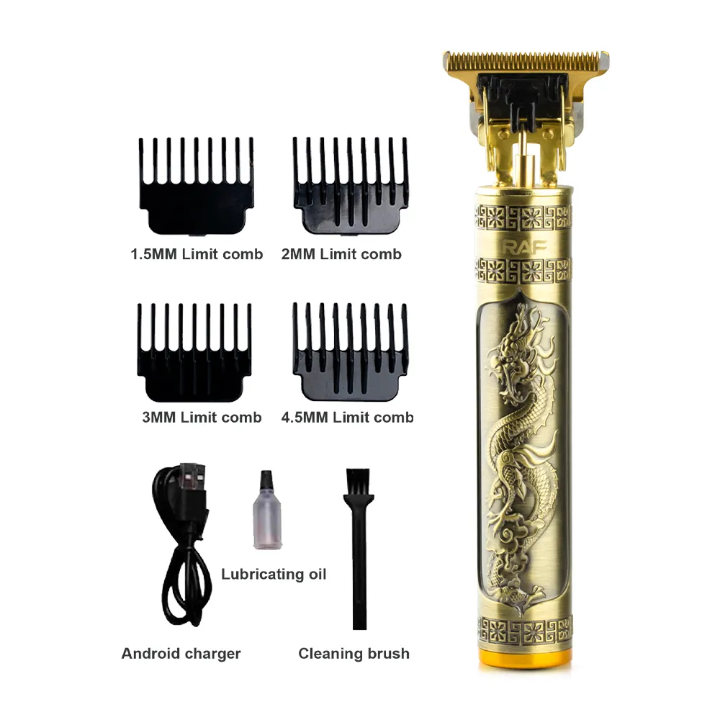 RAF Professional Hair & Beard Trimmer | Rechargeable T-Blade Trimmer with 4 Limit Combs